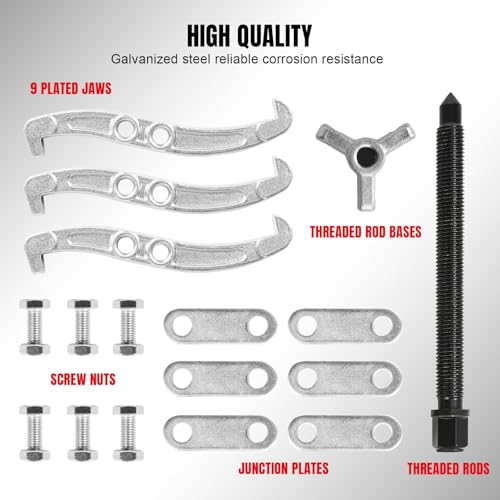 BIG RED 3 Jaw Gear Puller Set: 3/4/6'' Bearing Puller Kit for Gearing, Pulley and Bearing Removal with Reversible Jaws