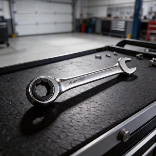 Posheliox Low Swing Angle Spanner Metric Flare Nut Wrench Ratcheting Spanner Set Chrome Vanadium Steel Tool for Automotive Brake Line Repair(19mm) - size: 19mm