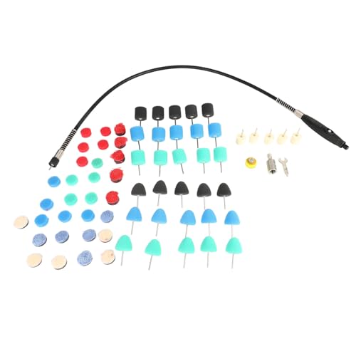 Fafeicy Polishing Pad Drill Kit, Sponge Buffing Wheels and Wool Pads, 69pcs Car Detailing Set with Adhesive Disc Flexible Shaft for Auto Polisher Tight Area Cleaning (1) - size: 1