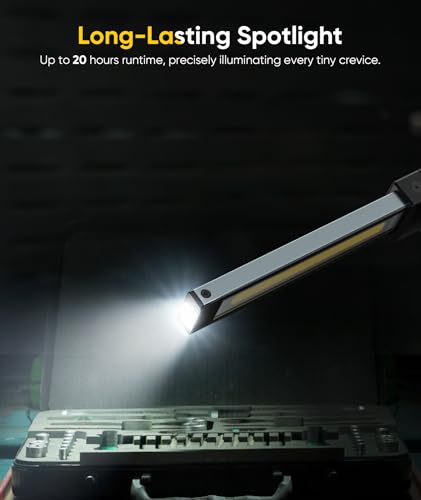 HOTLIGH Magnetic Work Light, 1200LM Rechargeable Work Light with Hook, 3 Mode & Hands-Free Mechanic Light, Magnetic Flashlight for Car Repairing/Emergency/Outdoor Work