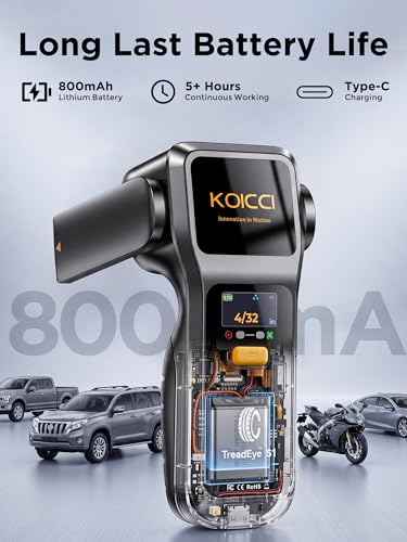 New KOICCI S1 Digital Tire Tread Depth Gauge, Smart Laser Tire Tread Detector with 32nds High Accuracy, 2-in-1 Standalone & App Modes, Report Generation for Car Truck SUV - iOS & Android Compatible