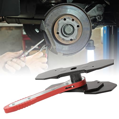 Brake Caliper Press Tool with 360 Degree Swing Ratchet, Brake Piston Compressor Tool, Brake Pad Spreader, Brake Caliper Press Ratchet with 2 Extra PCS Steel Plates Range from 1.57"-2.76", Red - color: Red