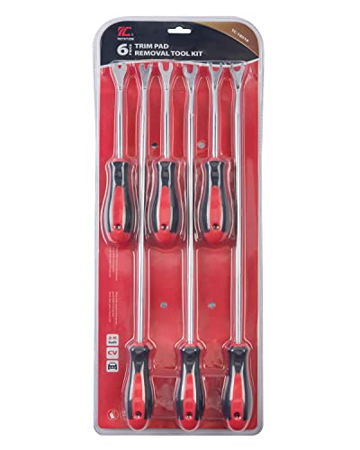 ROTATION 6-Piece Heavy Duty Car Vehicle Trim Clip Removal Set Door Upholstery Remover Chrome Car Door Panel - color: Red_6pc
