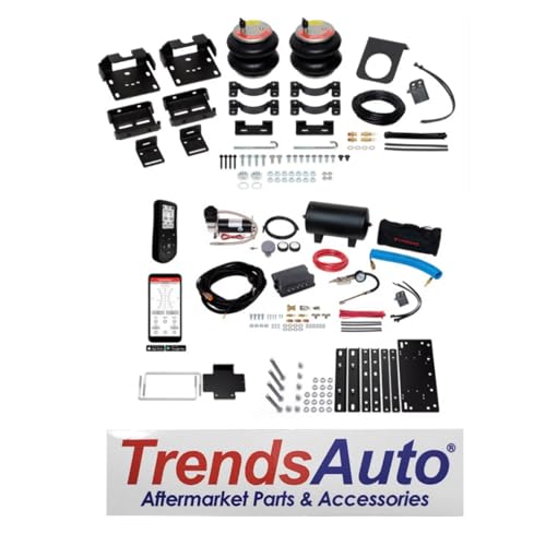 TrendsAuto Firestone Airide Ride-Rite Air Helper Springs Rear Kit & Dual Wireless App Remote Extreme Compressor with Tank fits 2012-2026 Silverado Sierra C3500HD Cab-Chassis | TrendsAuto Decal - size: Dual Path (Remote & App)
