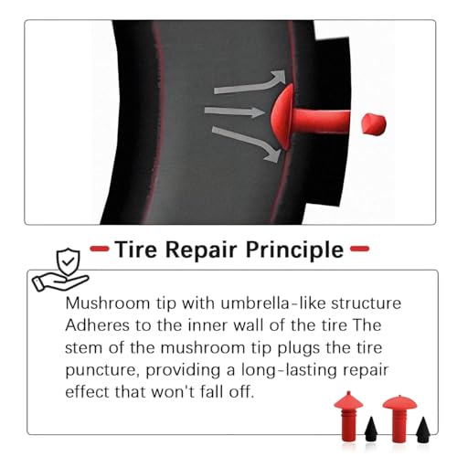 Bittwee Mushroom Shaped Car Tire Repair Insert Plugs, 90PCS Rubber Vehicle Wheel Sockets Tool with 90PCS Pins, Practical Automotive Replacement Parts, Universal for SUV RV Truck (Small) - size: Small