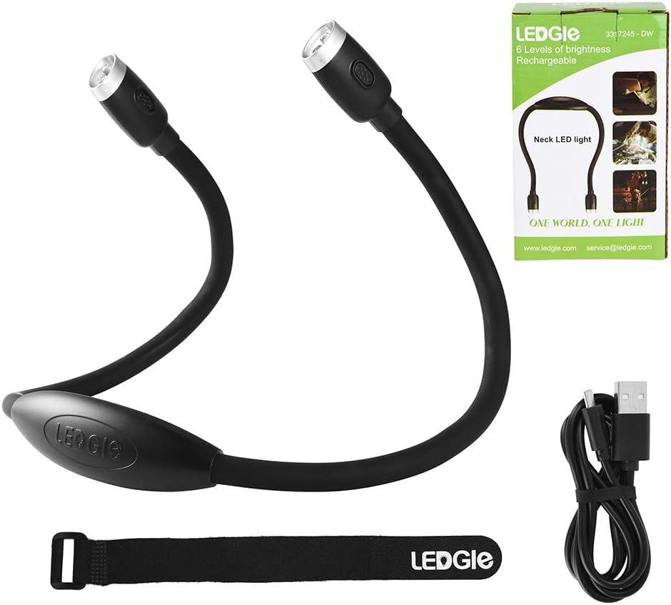 LEDGLE Updated Neck Light for Reading Books in Bed, LED Neck Lamp for Knitting with 1600K 3500K 6000KLighting + Flexible Comfortable Soft Silicone Arms, Perfect for Craft, Knitting, Repairing (Black) - style: Massage Particles- Black