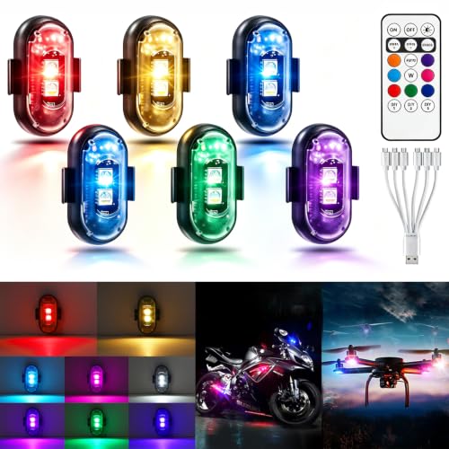 6PCS Wireless LED Lights for Car, Remote Control RGB Lights for Bike Trucks | Rechargeable RGB LED Lights Create Custom Lighting Effects for Cars, Motorcycles, Trucks, Drone, Camping, Outdoor Events - size: 6PCS