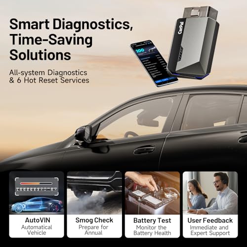 TOPDON Carpal OBD2 Scanner Bluetooth - Scanner for Car,Full Diagnostic Tool | AI-Assisted All System Diagnostic Tool for iOS & Android, Vehicle Health Check, 6 Reset Services, Smog Check, Repair Guide