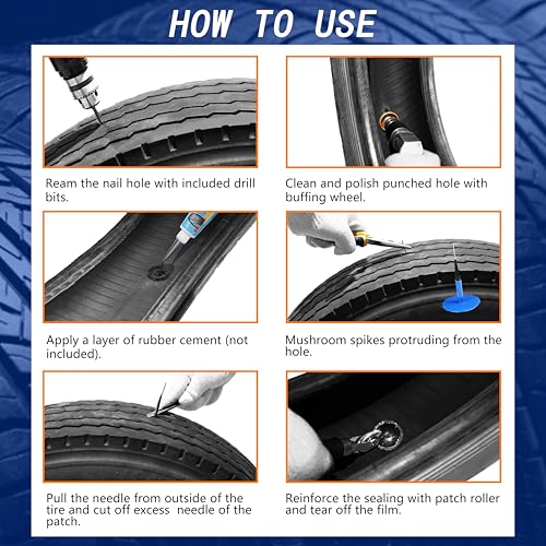 TP-107W Combination Repair Unit, Tire Repair Patch Plug 3/8" x 2" Wrapped stem 24 pcs - size: 0.35 x 1.97 Inch