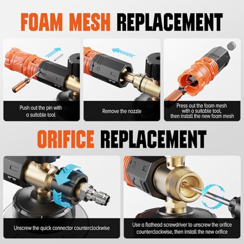 Foam Cannon for Pressure Washer, 1L Snow Foam Lance | 1/4 in quick connect, Includes extra orifice nozzle, foam makers, adjustable spray for cars