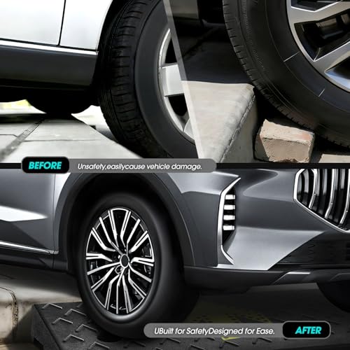 DNA Motoring 2pcs 3.1" Rise Rubber Arrow Curb Ramp Heavy Duty Loading Driveway Ramp Threshold Ramp 37.4" W x 9.1" D x 3.1" H for Loading Dock, Warehouse, Motorcycles, Cars, TOOLS-00649 - style: 3.1 in 2pcs w/Arrow