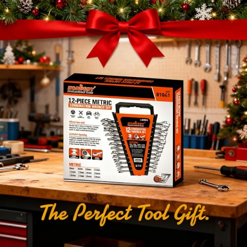 HORUSDY 12-Piece Metric Wrench Set | Combination Wrench Set with Organizer | 12 Point | 8mm - 19mm | Chrome Vanadium Steel - style: 12-Piece Metric Wrench Set