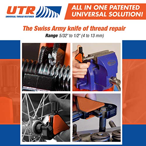 UTR - Universal Thread Restorer. External Thread Repair Tool. Easily Replaces hundreds of Dies. Automatically chases threads within range 5/32" - 1/2",4-13 mm. All In One Patented Universal Solution!