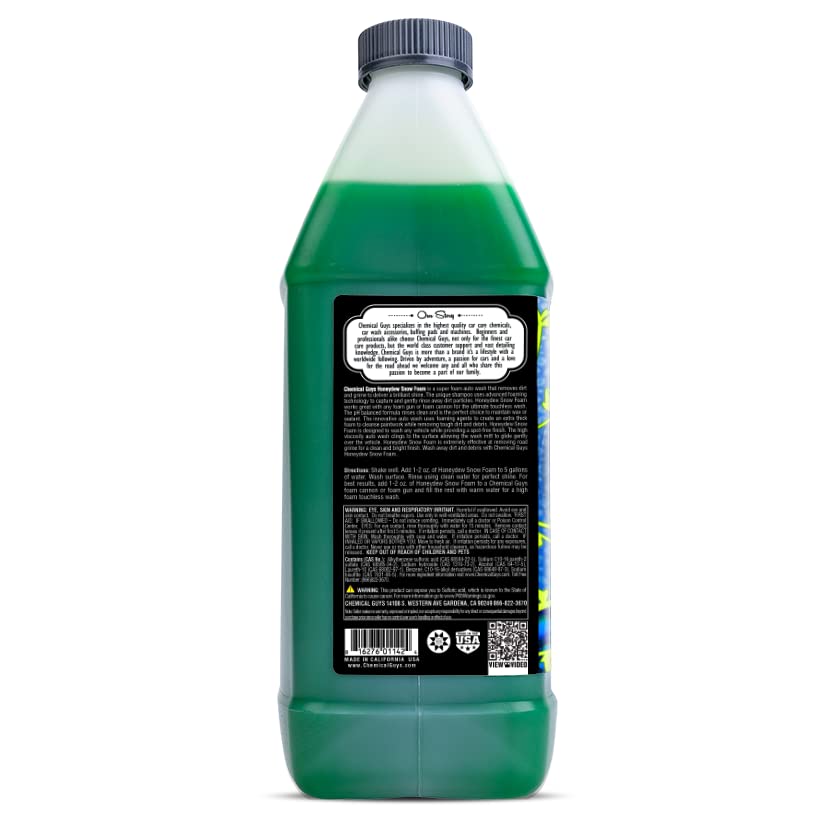 Chemical Guys, Honeydew Snow Foam Car Wash Soap for Foam Cannons, 1 Gallon | High-foaming pH-balanced suds for cannons, guns or buckets, gentle on wax and coatings, fresh honeydew scent - size: 128 Fl Oz (Pack of 1), style: SOAP