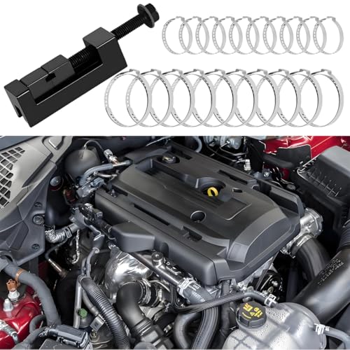 Single Ear Car CV Axle Boot Clamp Pliers, Vehicle Drive Shaft CV Boot Clamping Removal and Installation Tool with 20PCS Stainless Steel Clamps, Automotive Repair Kit, Universal Fit