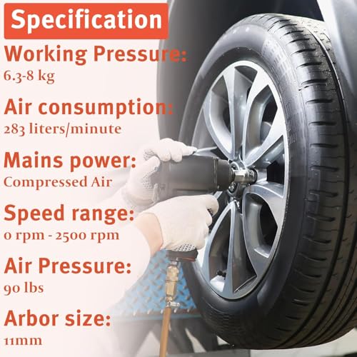 Low Speed Air Tire Buffer Kit, 2500 RPM Pneumatic Buffer Tool with Tungsten Buffing Wheels, Patch Roller and Inner Liner Scraper for Rubber Surface Prep and Patch Repair