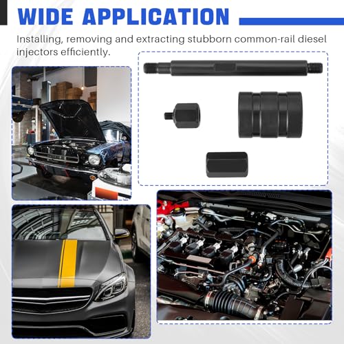 DASBET Diesel Injector Puller Tool Fuel Injector Removal Set with M8 M12 M14 Thread Adaptors Slide Hammer Extractor Common Rail Injector Remover for Bosch Lucas Diesel injectors