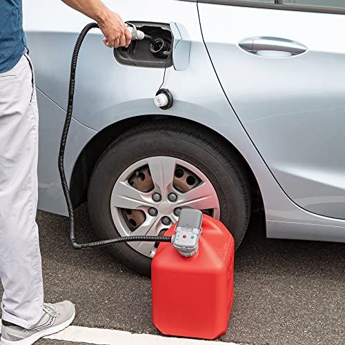 Deway Auto Fuel Transfer Pump with Flow Control Nozzle, Fits Most Gas Cans | Hands-free liquid transfer for cars, generators, ATVs, and lawn equipment. - style: Hand Trigger Nozzle w/ 51" Plastic Hose