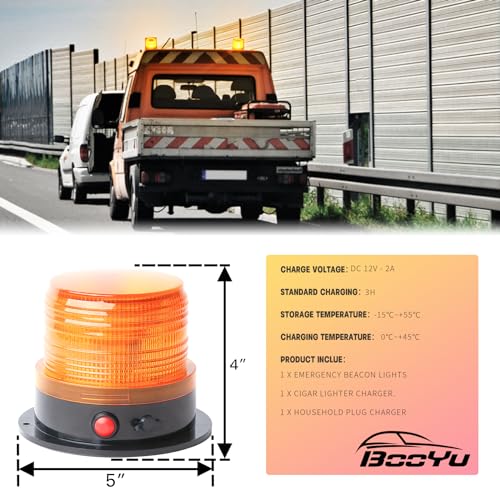 Battery Operated Amber Warning Beacon Light w/Magnetic Base, Portable Rechargeable Mini Roadside Roof Top Plow LED Strobe Emergency Flash Mail Lights for Trucks/Trailer/Vehicle 1-Pcs - color: 1-Pcs (amber)