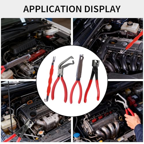 Automotive Electrical Disconnect Pliers Kit - 4PC Connector Removal Tool for Cars, Wire Terminal Separator & Hose Clamp Pliers Set, Non-Damaging Plug Disconnect Tool for Mechanics & DIY