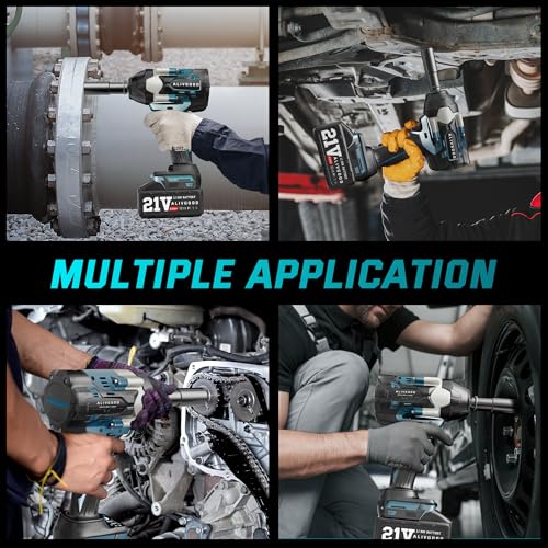 Upgrade 1500N.m/1150 Ft-lbs Cordless Impact Wrench, 2x 5.0AH Battery, 1/2 Inch Electric Impact Gun, Fast Charger, Power Impact Wrench for Truck RV Heavy-duty, 6 Sockets(17mm,18mm,19mm,21mm,22mm,24mm) - style: 1500N.m/1150Ft-lbs