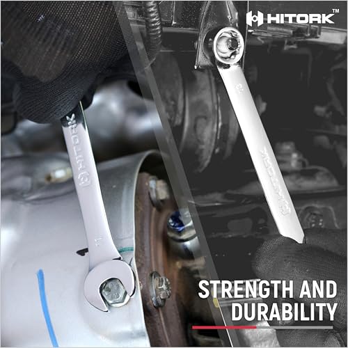 HITORK 19 Piece Metric Combination Wrench Set (6–24mm) Cr-V Steel Mirror Chrome Finish 12-Point Box End, 15° Offset, Roll-Up Pouch – Durable Open End Wrench Set for Home, Garage & Auto Repair - style: 19 Piece Set Metric