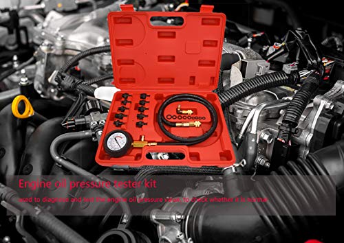Oil Pressure Tester Kit, 0-140 PSI Engine Oil Pressure Tester Gauge Tool Kit for Cars ATVs Trucks Use.