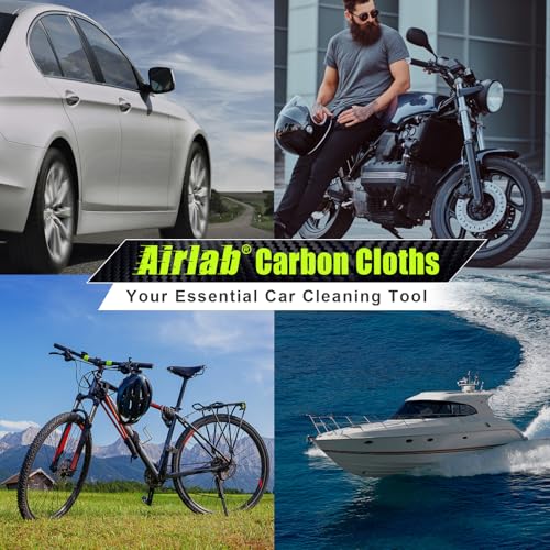 Airlab Carbon Microfiber Towels for Car Drying Window Glass Cleaner Magic Cleaning Cloth Auto Detailing Car Wipes Lint Free Rags Large Towel Interior Detailer, Pack of 4, 20" x 16", Grey - color: 20 X 16 Inch, Pack of 4, Grey