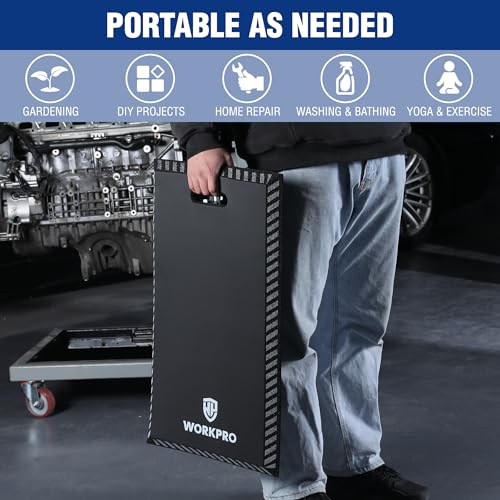 WORKPRO Extra Thick Kneeling Pad, Black, 28 x 16 x 1.2in | Soft NBR Foam Knee Cushioning, Extra Large Foam Kneeler Mat, For Auto-Repair, Gardening, Workout Supplies - color: Black