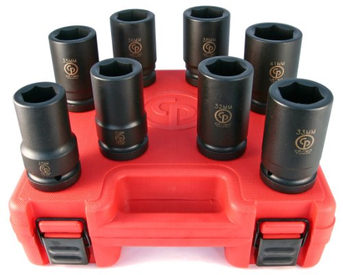 Chicago Pneumatic SS818D - 1 Inch Square Drive, Deep Metric, 6 Point, Impact Socket Set (8 PCS) - size: 1", style: Metric/Dee P (8 PCS)