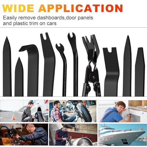 10 Pcs Car Trim Removal Tool Kit with Plastic Pry Tool and Clip Pliers for Car Panel Dashboard Door Clips and Upholstery,No Scratch Auto Trim Rivet Clip Removal Tool Set