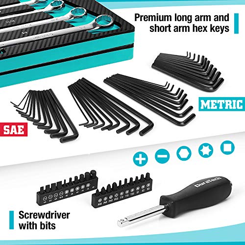 DURATECH 149-Piece Mechanics Tool Set, Include SAE/Metric Sockets, 90-Tooth Ratchet and Wrench Set for Auto Repair