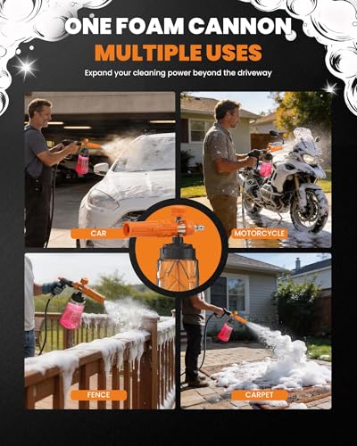 maXpeedingrods Foam Cannon for Pressure Washer, Quick Release Foam Cannon | Wide Mouth Car Wash Foam Gun with 360° Adjustable Soap Cannon, Thick Snow Foam, 1/4'' Quick Connector (Transparent)