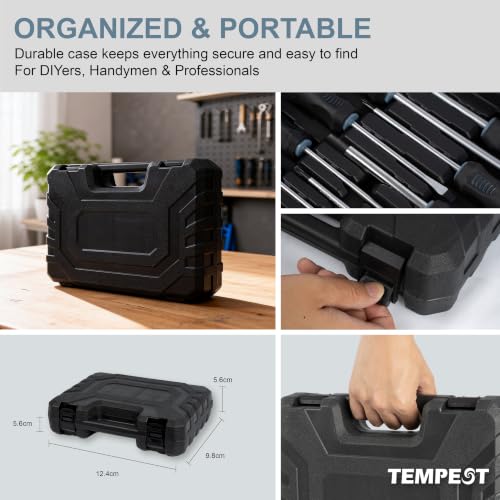 TEMPEST 66-Piece Magnetic Screwdriver Set, Household Tool Kit with CR-V Steel, Precision & Full-Size Drivers, Magnetizer & Demagnetizer, Durable Storage Case for DIY Repairs, Furniture & Appliances
