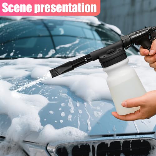 YoRise Car Wash Foam Gun, Adjustable Foam Cannon for Hose, Car Wash Sprayer with 6 Levels of Foams Concentration, Car Washing Soap Sprayer Connect to Any Garden Hose (Black) - color: Black
