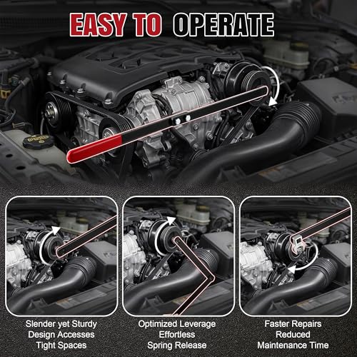 Meonum Universal Serpentine Belt Tool Kit, Includes 3/8" & 1/2" Drive Belt Adjust Tightener Wrench Set, 4 Shallow Sockets, 3 Crowfoot, Tensioner Wrench & Removal Tool Auto Repair, Maintenance (Red) - color: Red