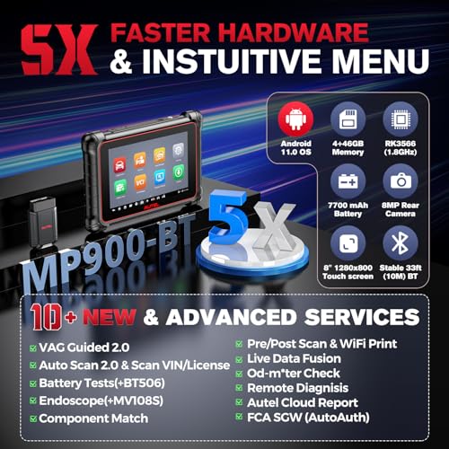 Autel Scanner MaxiPRO MP900-BT w/ MV108S: 2026 MP900BT V2.0 ECU C0ding as MS906 PRO MS906MAX, Up of MP900 MS906BT MP808BT PRO MK900BT, 40+ Service, DoIP&CAN FD, 3K+ Bidirectional Diagnostic Scan Tool