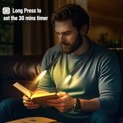 Upgraded LED Neck Reading Light, Book Light, Rechargeable, 3 Colors & 3 Brightness Adjustable, Auto-Off Timer, Neck Light for Reading in Bed, Long Lasting, Perfect for Repairing, Knitting. - color: Phantom Gray
