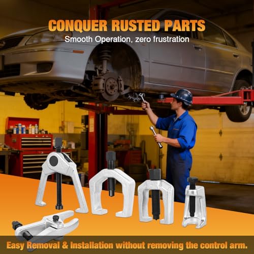 GOOACC 5-in-1 Ball Joint Separator Kit, Front End Service Set with Pitman Arm Puller and Tie Rod End Removal Tool, Heavy Duty Ball Joint Splitter for Cars Light Trucks
