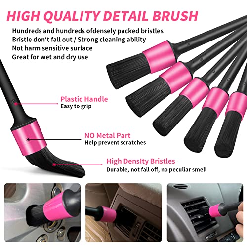 Pink 62" Car Wash Brush with Long Handle,Chenille Microfiber Car Wash Mop Sponge Mitt ,Windshield Window Squeegee,Wheel Brush,Car Detailing Brushes,Car Duster,Towel,Car Cleaning Kit for Cars RV Truck
