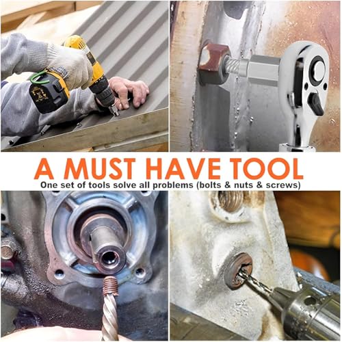 49PCS Screw Extractor Bolt Extractor Set with Left Hand Drill Bit Set, Multi-Spline Easy Out Broken Bolt Kit, Bolt Remover for Broken Stripped Rounded-Off Bolts Rusted Nuts Screws - size: 49PCS