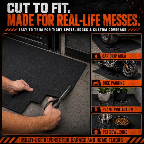 31' x 36' Garage Floor Mat, Absorbent Garage Mat for Oil Spills, Garage Floor Mats for Under Car & Motorcycle, Reusable Leakproof Garage Carpet with PE Backing for Driveway Drips and Stains