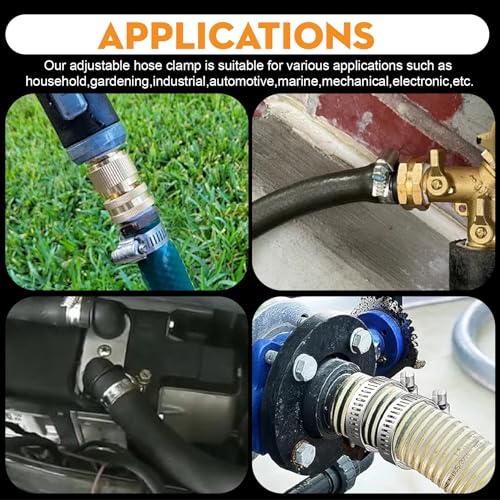 210PCS Stainless Steel Hose Clamps Assortment Kit, 1/4"-2"(6-51mm) 304 Worm Gear Heavy Duty Clamp Set, Radiator Clamps for Automotive Fuel Line Plumbing Pipe, with 2 Tools - size: 210 PCS