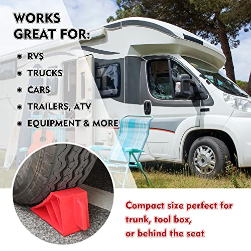Wheel Chocks ABS Plastic Heavy Duty, Tire Chocks for Travel Trailers, RV, Camper, and Trucks 4-Pack, Red - color: red 4-pack