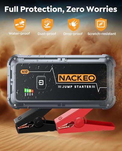 Portable Car Battery Jump Starter 5000A Car Jump Starter Battery Pack (9.0L Gas/8.5L Diesel), 12V Jump Box Car Battery Jumper Starter Portable Jumper Cables, Fast Charge, Lights, Compact - size: 5000A