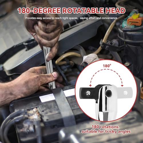 KOOPOOL 10 PC Breaker Bar Set, 3/8" 1/2" 1/4" Drive, 180° Rotatable Head | 6'', 10'', 15'' Length, 3 Extension Bars, Organizer Case - style: Single-ended