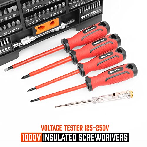 Amartisan 146-piece Magnetic Screwdrivers DIY Tools Set Plastic Racking for Men Tools Gift, Includs Precision screwdriver, Magnetizer, Key Set, Nut Driver and Bit Set