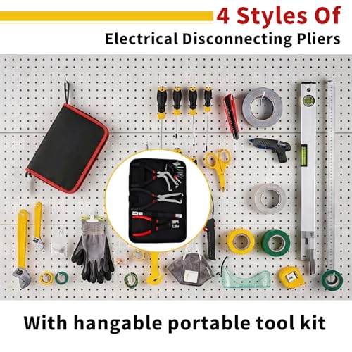 7-Piece Automotive Electrical Disconnect Pliers Set, Connector Removal Tool Kit with Straight & 60° Jaws, Hose Clamp Pliers, Terminal Pin Extractor for Secure Push-Tabs, MAF Sensors, Ignition Coils