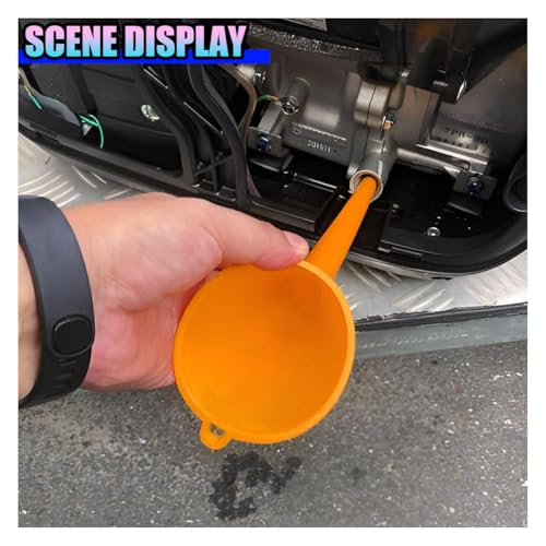 3PCS Automotive Funnels Set, Wide Mouth Plastic Fuel Funnel with Long Neck, Flexible Right Angle Funnel with Detachable Spout, Filter, Hand Siphon Pump, for Gasoline/Coolant/Engine Oil (Orange)