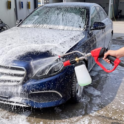 Foam Cannon for Pressure Washer, 5000 Psi, 1L, 6 Nozzles | 2-In-1 Foam And Rinse, Dual Connector, Adjustable Foam Output, 1/4" Quick Connect, Rust-Resistant Build - size: Dual Connector Kit